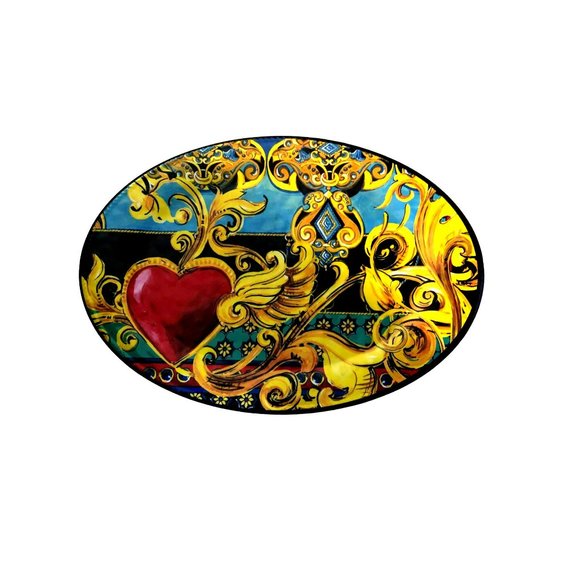 BACI MILANO Lg Oval PLATTER Baroque Italian Rococo Heart Versace-esque MELAMINE - Picture 1 of 4